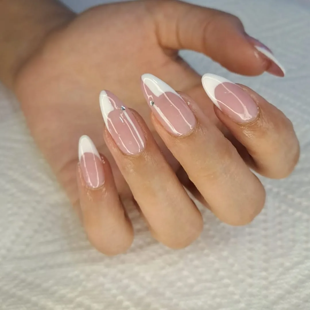 Premium manicure and pedicure service โ French-tip almond nails